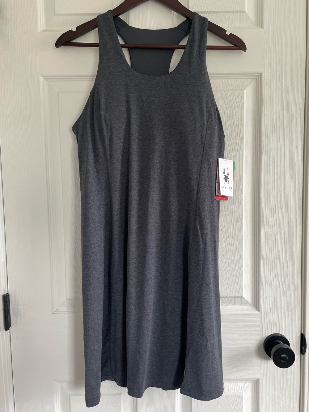 NWT Spyder Charcoal Athletic Tank Dress Size Large Athleisure Sporty Chic Tennis